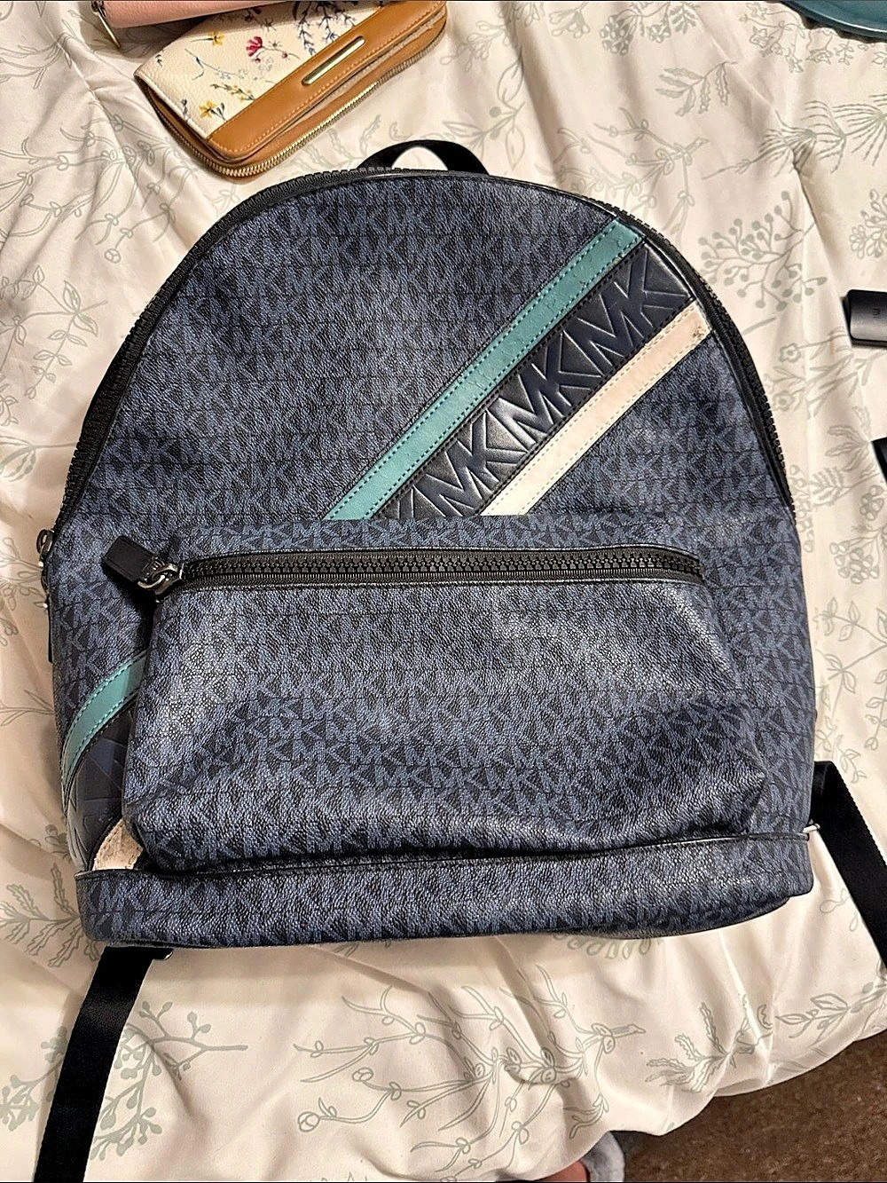 MICHAEL Kors Logo Backpack in Black & Blue
